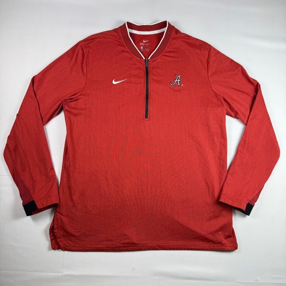 Nike Alabama Crimson Tide Mens Large Red Dri-FIT Quarter Zip Pullover Shirt